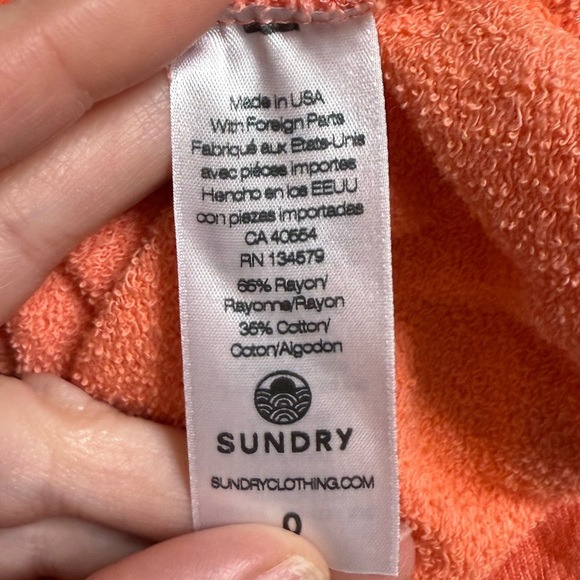 Sundry neon orange ombré rainbow drawstring Coral Hoodie - Picture 5 of 9